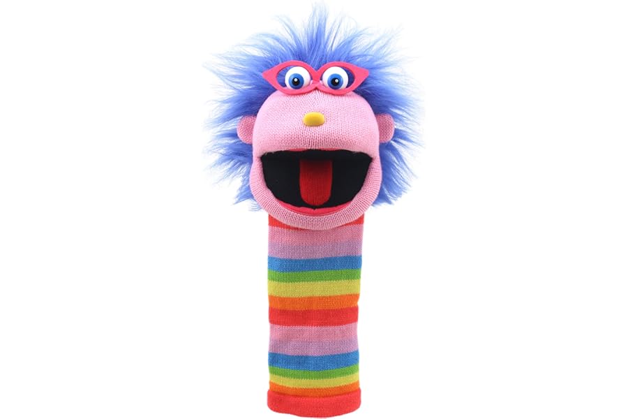 The Puppet Company - Gloria Sockettes Hand Puppet - Knitted Glove Puppets for Kids & Adults, Interactive Toy with Squeaker, Fun Puppets Show Theatre for Children & Toddlers, 38 cm