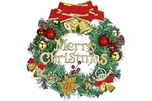STARVORTEX Ghirlanda Natalizia per Porta, Ghirlanda Natalizia 30cm, Ghirlande Elegante con Pigne e Palle di Natale, Decorazione Porta Artificiale con Neve, Addobbo Natalizio per Esterno e Interno