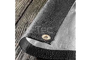 PRO-TEC GARDEN PRODUCTS 200GSM Tarpaulin Extra Heavy Duty Builders Waterproof Ground Sheet Cover Shelter Black & Gold or Black & Silver 10ft x 16ft (3m x 5m) - Black/Silver