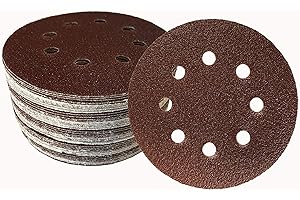 GOODWAY Lot de 50 disques de ponçage à fixation Velcro pour ponceuse excentrique Ø 125 mm, Grain de 80, 8 trous