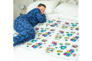 Bedwetz Potty Training Bed Pads | 2 Pack | 100% Waterproof Mattress Protector | Bedwetting Sheets, size fits Double Beds | Non Slip Mat with Side Wing Tucks | UK Brand | Graffiti