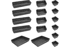 Cbilzxer Praktisches Schubladen Organizer Filz,16er-Set, Waschbare Filz Organizer für Schminktisch für Selbst gestalten der Schubladen (16er-Set Dunkelgrau)