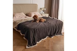Pawsee Manta para Perro Impermeable, Cama Lavable para Perro de Felpa y Antideslizante con Alfombrilla para Perro Sherpa Supersuave Manta para Mascota para Cachorro Gato 203x152cm