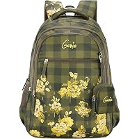 Genie Primrose 27 litres Green School Backpack for Girls (17 inch, 3 Compartments, Water Resistant)