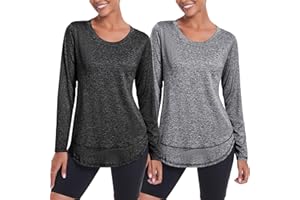 Deaviya Langarm Sportshirt für Damen, Laufshirt Langarm Locker, Langarmshirt Damen Sport Oberteil, Longsleeve T-Shirts Rundhalsausschnitt, Athletisch Lässig Fitness Workout Tops Seite Split Tee