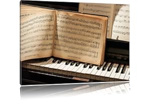 PIXXPRINT InstyleArt Dark Musique Piano, Piano agrandi Image de Toile, Imprimer, Brancard, Dessins, Affiches, énorme, encadrée, Image Murale, Peinture, Peinture à l'huile, Affiche, Format: 60x40 cm