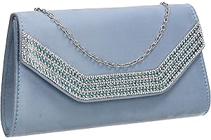 SwankySwans Harper Diamante Faux Suede Womens Ladies Clutch Bag