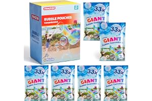 SYNCFUN 6-pack jättetvålbubbla koncentrerad lösning (upp till 4,5 gallon), 6 påsar lösning påfyllningspaket för tvålbubbelmaskin, stavar, fläkt, påsk, utomhusaktivitet