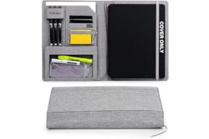 KAITIAKI Folio Cover Compatible with Rocketbook Everlast, Fusion, Panda, Organized Portfolio with Pen Loop, Business Card Holder, File Pocket, Zipper Pouch, Waterproof Fabric, Letter Size, Gray