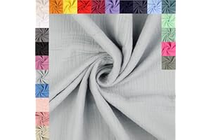 fingsi Musselin Baumwollstoff Webware Meterware Coupon (grau, 1,0m) (4002) + 23 weitere Farben