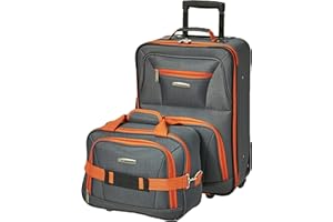 Rockland Set di valigie verticali Softside moda, Carbone, Taglia unica, Set di valigie verticali Softside moda