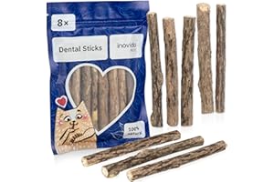 Inovida Matatabi Stick Katze : 8 Matatabi Sticks für Katzen Zahnpflege – Katzenspielzeug Holz gegen Mundgeruch – Natürliches Katzenminze Spielzeug für Katzen – Cat Sticks