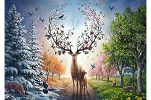 Ravensburger Puzzle 12001088 - Der magische Hirsch und die Vier Jahreszeiten - 1000 Teile Puzzle für Erwachsene und Kinder ab 14 Jahren, Hirsch-Motiv