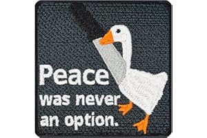 Écusson Thermocollant Patch Oie | Patch amusant "Peace was never an option" à coudre/à repasser | Patch brodé cadeau Application pour tous tissus | 75x75mm