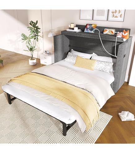 Kastbed Concept, opklapbed met lattenbodem, V-bed, wandbed, bedkast met geïntegreerd klapbed, functioneel bed (BC-01, 140 x 200 cm, wit hoogglans, verticaal