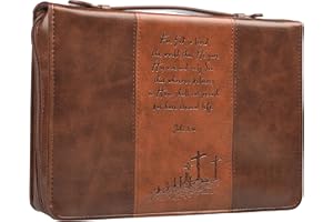 CHRISTIAN ART GIFTS Brown/TAN Two-Tone Large Bible Cover