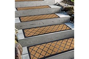 Aucuda 6er Set Stufenmatte Außen aus Gummi, 76 x 22 cm Wetterfeste & rutschfeste Treppenstufen Matten, Anti-Rutsch Wärmedämmung Gummimatten für Outdoor, Herbst Antirutschmatten Gelbe Treppenmatte.