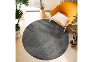 ‎SIMPEX SIMPEX Kurzflor Teppich Rund Wohnzimmer Schlafzimmer Läufer Flur Esszimmer Küchenteppich Einfarbig Modernes Design 11 mm Florhöhe Soft Flauschig Kuschelweich, Grau, 200 cm Rund