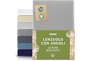 Dreamzie Lenzuolo Singolo con Angoli Organico Cotone 90x200 cm a 100x200 cm - Grigio - Certificato Senza Prodotti Chimici (Oeko Tex)
