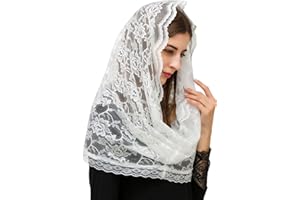 PAMOR Infinity Chapel Veil Floral Latin Mass Head Covering Lace Scarf Mantilla Veils for Church