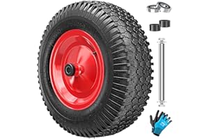 MASKO® Rueda de repuesto para carretilla, 250 kg, neumáticos de repuesto, carretilla de jardín, 40 cm / 15,6 pulgadas, extra ancha, 9,5 cm, neumáticos a prueba de pinchazos, con llanta de acero y