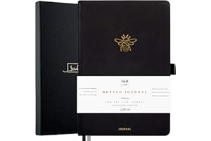 SCRIBBLE & DOT Bullet Journal/Carnet en pointillé A5 - Édition Gold Bee – Papier A5 ultra épais 160 g/m² – Carnet de notes relié à la main – parfait journal à pointillés pour artistes et créateurs