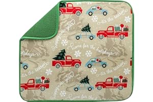 S&T INC. 511101 Saugstarke, wendbare Mikrofaser-Abtropfmatte für die Küche, Polyester, Urlaubsdruck