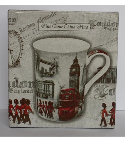 Vixar Tazza London Bus – Ceramica Rossa Con Design Acquerello – 311g – Adatta A Microonde E Lavastoviglie – Idea Regalo - 3