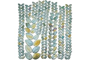 Yuvori Schillernde Keramik-Blütenblatt- und Blatt-Mosaikfliesen, gemischte Größen, 0,5 kg, DIY, Innen- und Außendekoration (grüne Blätter)