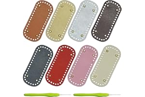 Yayatty 8 Stück Taschenboden zum Häkeln Leder, 8 Farbe Oval Tasche Taschenboden Kunstleder Boden Tasche Häkeln mit Häkeln für Taschenherstellung, 18 x 8cm