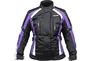 RKsports 747 Ladies Waterproof Textile Motorcycle Motorbike Pink Grey Purple Hi-Vis Jacket
