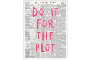WOFUPMY Retro Newspaper Wall Art Trendy Preppy Poster Do It For The Plot Canvas Prints Motivational Affirmation Pink Aesthetic for Home Bedroom Wall Decor 12x16 Inch