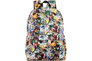 Roffatide Anime Demon Slayer Kimetsu no Yaiba Sac à Dos Partout Imprimé Cartable Sac à Dos pour Ordinateur Portable Cosplay Sacs à Dos Noir