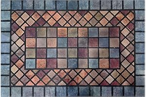 Nicoman Elegancka wycieraczka barierowa, przyjazna dla środowiska, antypoślizgowa mata pod drzwi do wewnątrz/na zewnątrz, prostokątna (90 x 60 cm), niebieskie obramowanie