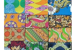 ROYA TEXTILE 6 paquetes de tela con impresión africana al azar, 100% algodón, para costura, colcha, patchwork, arte y manualidades, tamaño: 56 cm x 45 cm