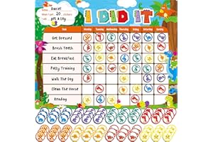 SPRITEGRU Tabla de Recompensas Magnética, Tablero de Tareas con Borrado en Seco - Una Tabla & 72 Imanes Magnéticos de Recompensa, Tema de Dinosaurios, Rastreador de Comportamiento para la Rutina Diaria