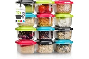 idea-station contenitori per Alimenti 12 x 250 ml - Colorati - contenitori plastica con Coperchio - Contenitore Cibo