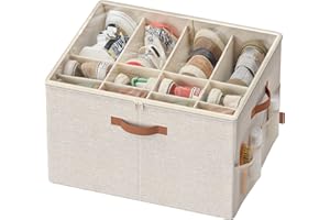 SONGMICS Organiseur de Chaussures, Boîte de Rangement pour Chaussures, pour 16 Paires, avec Poignées, Gain de Place, Couvercle Transparent, Modulable, pour Armoire, Beige Cappuccino LSP555K01