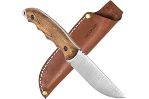 BPSKNIVES BPS Knives HK4 SSH - Cuchillo de Acero Inoxidable de Hoja Fija - Cuchillo de Acampada de Mango Completo con Funda de Cuero - Cuchillos de Bushcraft y Campamento Hechos a Mano