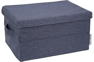 Bigso Box of Sweden Scatola organizer grande con maniglia – Scatola per armadio in poliestere e cartone con effetto lino – Scatola portaoggetti per vestiti, giocattoli e altri oggetti – blu