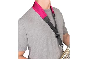 Protec NLS310MHP 22 inch Less Stress Adjustable Saxophone Neck Strap - Hot Pink