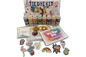 COPPER TOP Tie Dye Kit With 8 Tie Dye Paint Colours Plus 10 Iron-On Patches. Our Tye Dye Kits Are The Perfect Make Your Own Gifts For Girls, or Party Activity For Kids, Adults and Groups