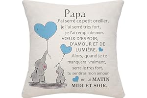 Bommex Cadeau pour Papa de la Part de sa Fille et de Son Fils Housse de Coussin en Carton pour Papa Cadeau d'anniversaire Cadeau de fête des pères Cadeau de Noël Je t'aime(Papa)