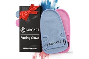 Guante exfoliante FABCARE - PROBADO DERMATOLÓGICAMENTE - 2 piezas - Limpia los poros en profundidad para cuerpo y cara - Esponja de ducha para Peeling & Body Scrub - Guante de masaje