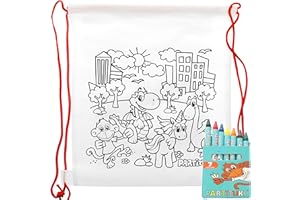 Partituki 25 Color Your Own Party Bags and 25 Sets of 7 Coloured Crayons Waxes. With CE Certificate of Non-Toxicity. Kids Birthday Party Favours