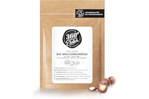 ‎360° RUNDUM EHRLICH Macadamianüsse Bio zertifiziert in höchster Güteklasse | Naturbelassen, roh und ungesalzen | Macadamia Nüsse ganze Kerne | Wiederverschließbar | Direkt und fair gehandelt aus Kenia | 1000 Gramm