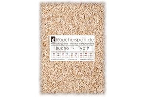 RÄUCHERSPAN.DE Copeaux de fumage en bois de hêtre type 9, 2-4 mm, utilisation universelle pour armoire, fumoir, barbecue (2,00)
