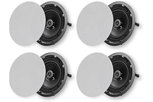 Micca Architecture Series 2-Way in Ceiling in Wall Speaker, Rimless Design, 8 Inch Woofer, 9.75-Inch Cutout Diameter, 4 Pack, White