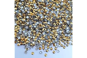 MajorCrafts 4000pcs 2mm ss6 Jelly AB Flat Back Round 14 Facets Resin Rhinestones Arts and Crafts Embellishment Gems (Metallic Gold C57)
