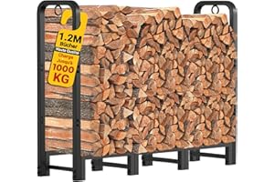 AMAGABELI GARDEN & HOME Amagabeli Support à Bois Extérieur 122x107x30 cm - Porte-Bûches Métallique Robustepour Cheminée, Acier Noir Antirouille